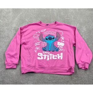 Disney Youth Stitch Graphic Pullover Sweatshirt Long Sleeves Size XL Pink
